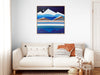 Shilo Ratner geometric mountain painting with full moon reflection - meditative abstract landscape art