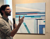 Arctic Lands geometric abstract painting by Shilo Ratner with Guggenheim Curator David Max Horowitz