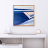 Beach 30x30 original geometric abstract painting by Shilo Ratner on white wall
