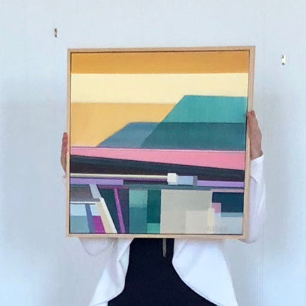 Artist Shilo Ratner in a magazine photoshoot, balancing her studio practice and motherhood as a professional abstract painter