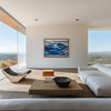 Ebb and Flow abstract coastal painting 36x48 by artist Shilo Ratner in living room