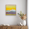Sunshine Days yellow abstract mountain painting 20x20 by artist Shilo Ratner