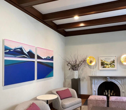 Shilo Ratner geometric abstract painting in modern interior design - Design Week Rhode Island speaker - image credit: Powell Fine Art Advisory (powellfineartadvisory.com)