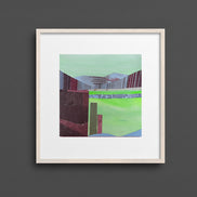 Mile High City framed collage art on grey wall – small Denver abstract by Shilo Ratner