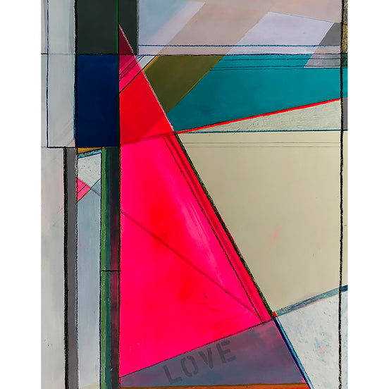 Geometric Abstract Artwork, Artist Shilo Ratner large work on paper,  LVno.9 44inx28in