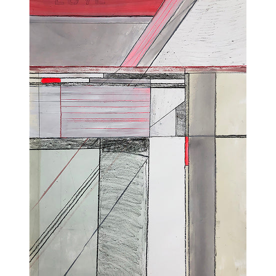 Geometric Abstract Artwork, Artist Shilo Ratner large work on paper, LVno1044inx28in