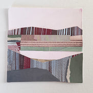 Original abstract wall art, quarry stone collage, neutral grey green pink, handmade by Shilo Ratner