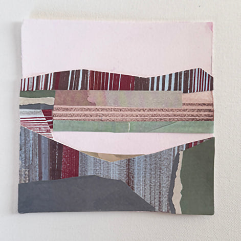 Original abstract wall art, quarry stone collage, neutral grey green pink, handmade by Shilo Ratner