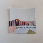 Receding Waves unframed – original 6x6 mixed media collage on paper by Shilo Ratner