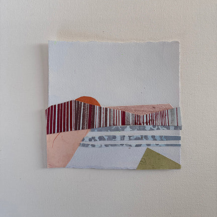 Receding Waves unframed – original 6x6 mixed media collage on paper by Shilo Ratner