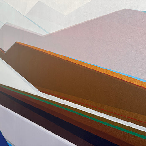 Artist_Shilo_Ratner_Standing_Guard_Closeup_Side_View_of_geometric_Painting
