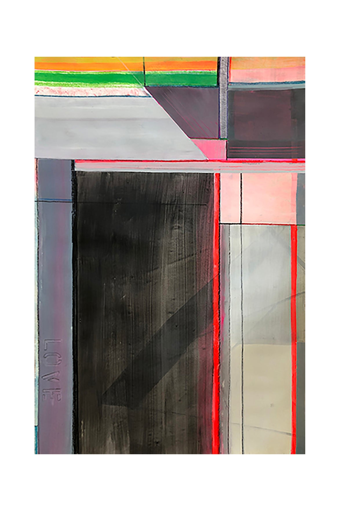 Geometric Abstract Artwork, Artist Shilo Ratner large work on paper, LVno5. 44inx28in