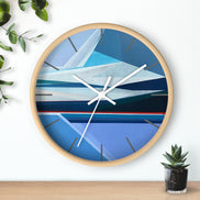 Frost blue geometric mountain clock 10 inch on white wall - modern clock by Shilo Ratner