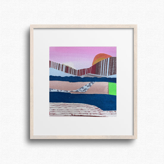 Shore Waves 6x6 original coastal abstract collage Shilo Ratner