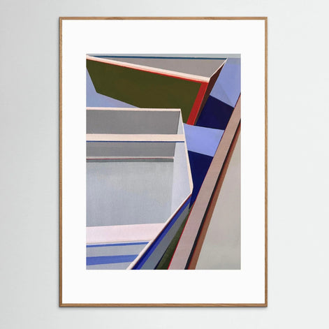 When Boating Print 1 - geometric boat art 11x15 framed nautical print on white wall by Shilo Ratner